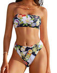 Cheeky 2 Piece Bandeau Bikini Set-SUUKSESS-Black Floral-S-SUUKSESS
