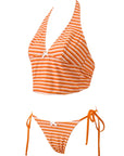 Halter String Cheeky Thong Bikini Set-SUUKSESS-Orange Striped-XS-SUUKSESS