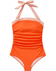 Halter Retro One Piece Bathing Suit-Swimwear-SUUKSESS-SUUKSESS