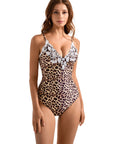 SUUKSESS Women Lace One Piece Swimsuit Tummy Control V Neck Bathing Suit-SUUKSESS-SUUKSESS