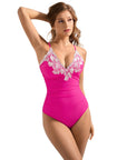 SUUKSESS Women Lace One Piece Swimsuit Tummy Control V Neck Bathing Suit-SUUKSESS-SUUKSESS
