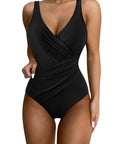 SUUKSESS Women Retro One Piece Swimsuit Sexy Tummy Control Bathing Suit-SUUKSESS-Black-S-SUUKSESS