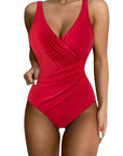 SUUKSESS Women Retro One Piece Swimsuit Sexy Tummy Control Bathing Suit-SUUKSESS-Red-S-SUUKSESS