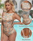 Backless Ruched Bathing Suit-Swimwear-SUUKSESS-SUUKSESS