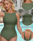 Backless Ruched Bathing Suit-Swimwear-SUUKSESS-SUUKSESS
