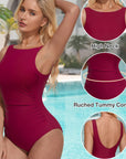 Backless Ruched Bathing Suit-Swimwear-SUUKSESS-SUUKSESS