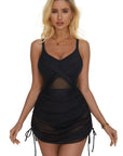 Mesh Crossover Dress Bathing Suit