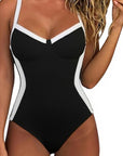 Crisscross Back Color Block Bathing Suit