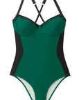 Crisscross Back Color Block Bathing Suit