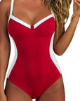 Crisscross Back Color Block Bathing Suit