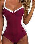 Crisscross Back Color Block Bathing Suit
