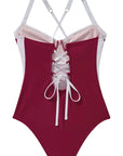 Crisscross Back Color Block Bathing Suit