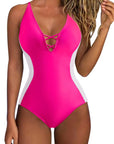 Crisscross Back & Front Bathing Suit-Swimwear-SUUKSESS-Deep Pink-S-SUUKSESS