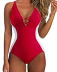 Crisscross Back & Front Bathing Suit-Swimwear-SUUKSESS-Red-S-SUUKSESS