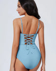 Crisscross Backless Bathing Suit