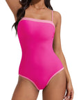 SUUKSESS Women One Piece Tummy Control Swimsuit Sexy Color Block Bathing Suit-SUUKSESS-SUUKSESS