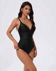 SUUKSESS Women Tummy Control One Piece Swimsuit Sexy V Neck Push Up Bathing Suit-SUUKSESS-SUUKSESS