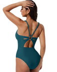 SUUKSESS Women One Piece Tummy Control Swimsuit Deep V Neck Cutout Bathing Suit-SUUKSESS-SUUKSESS