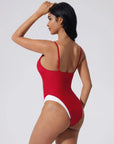 V Open Back One Piece Swimsuits-SUUKSESS-SUUKSESS