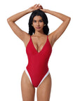 V Open Back One Piece Swimsuits-SUUKSESS-SUUKSESS