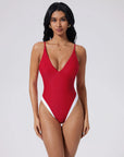 V Open Back One Piece Swimsuits-SUUKSESS-SUUKSESS