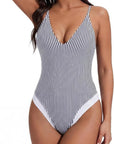 V Open Back One Piece Swimsuits