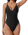 V Open Back One Piece Swimsuits-SUUKSESS-SUUKSESS