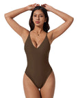 V Open Back One Piece Swimsuits-SUUKSESS-SUUKSESS