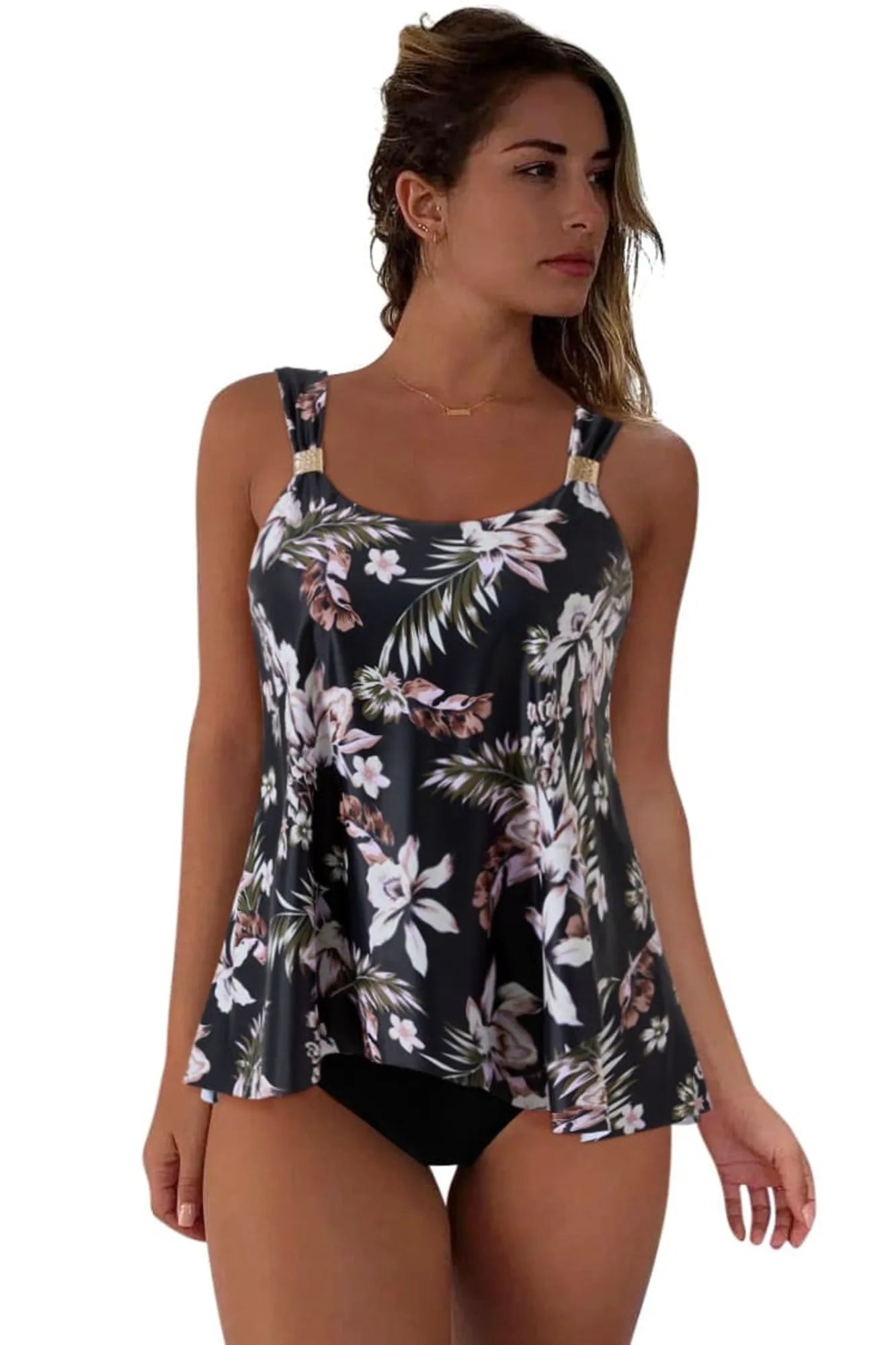 SUUKSESS Women Ruffle High Waisted Tankini Swimsuit Tummy Control Bathing Suit-SUUKSESS-SUUKSESS