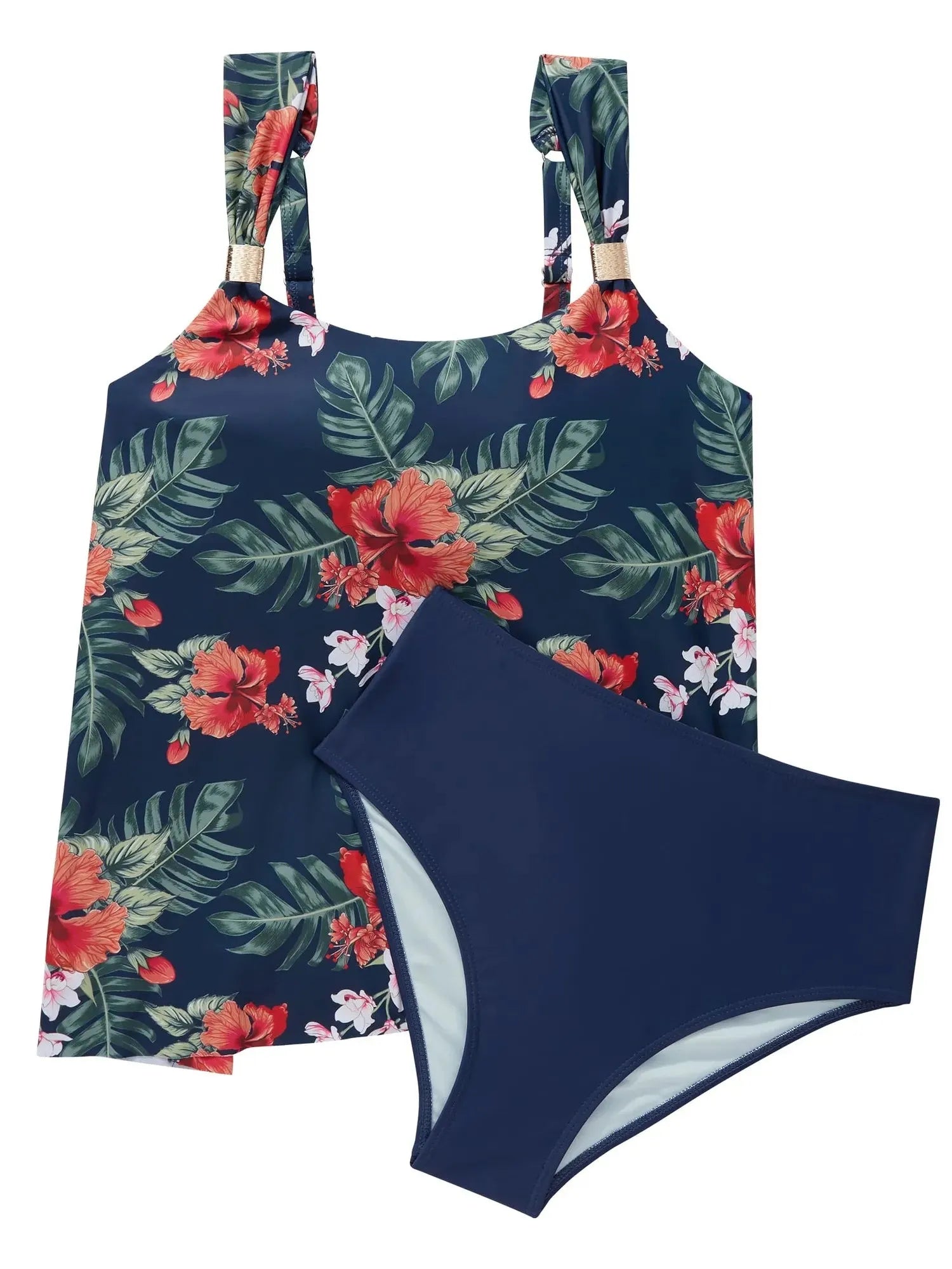 SUUKSESS Women Ruffle High Waisted Tankini Swimsuit Tummy Control Bathing Suit-SUUKSESS-SUUKSESS