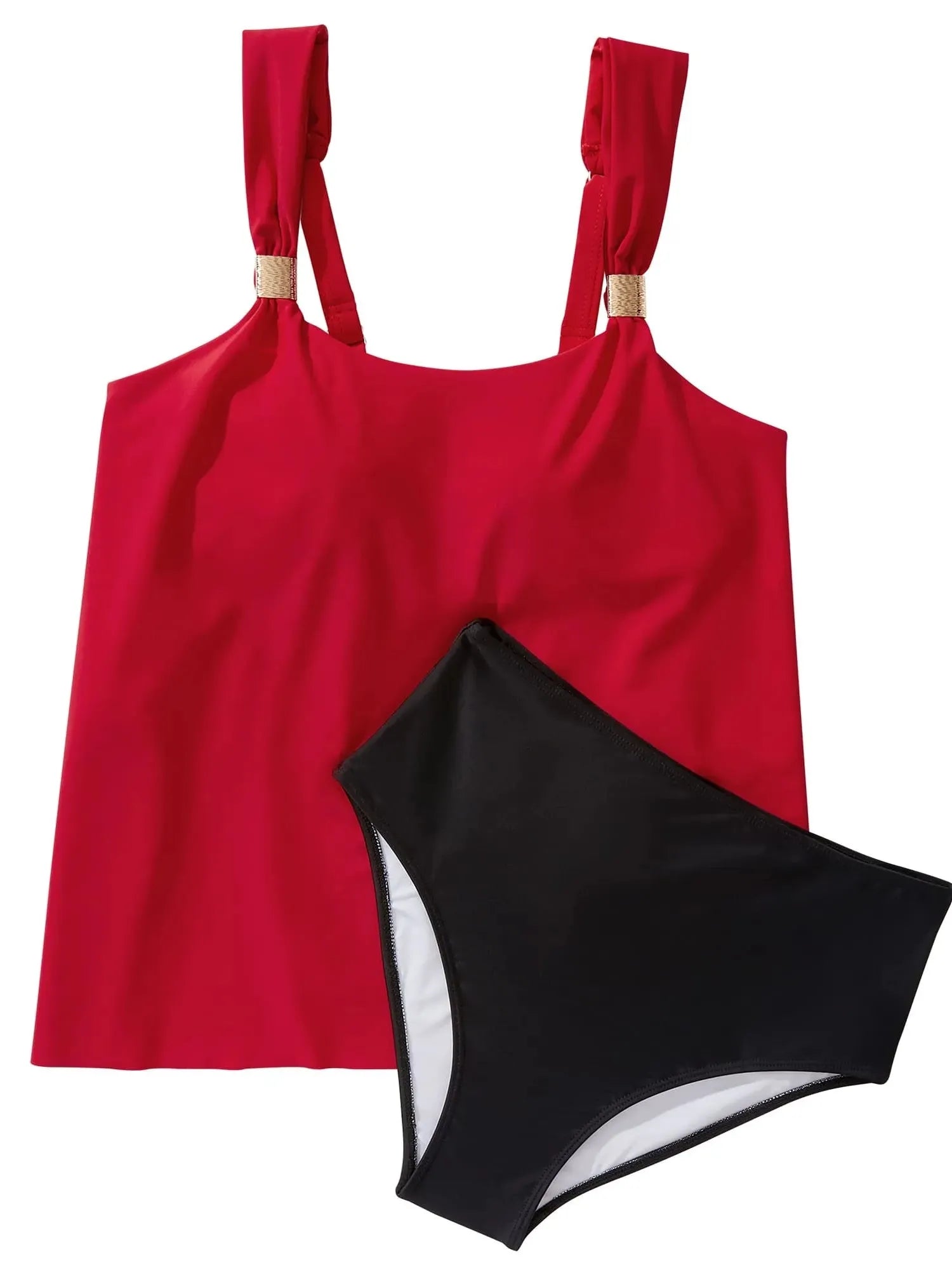 SUUKSESS Women Ruffle High Waisted Tankini Swimsuit Tummy Control Bathing Suit-SUUKSESS-SUUKSESS