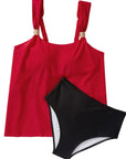 SUUKSESS Women Ruffle High Waisted Tankini Swimsuit Tummy Control Bathing Suit-SUUKSESS-SUUKSESS
