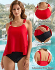 SUUKSESS Women Ruffle High Waisted Tankini Swimsuit Tummy Control Bathing Suit-SUUKSESS-SUUKSESS