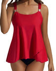 SUUKSESS Women Ruffle High Waisted Tankini Swimsuit Tummy Control Bathing Suit-SUUKSESS-Red-S-SUUKSESS