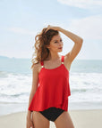 SUUKSESS Women Ruffle High Waisted Tankini Swimsuit Tummy Control Bathing Suit-SUUKSESS-SUUKSESS