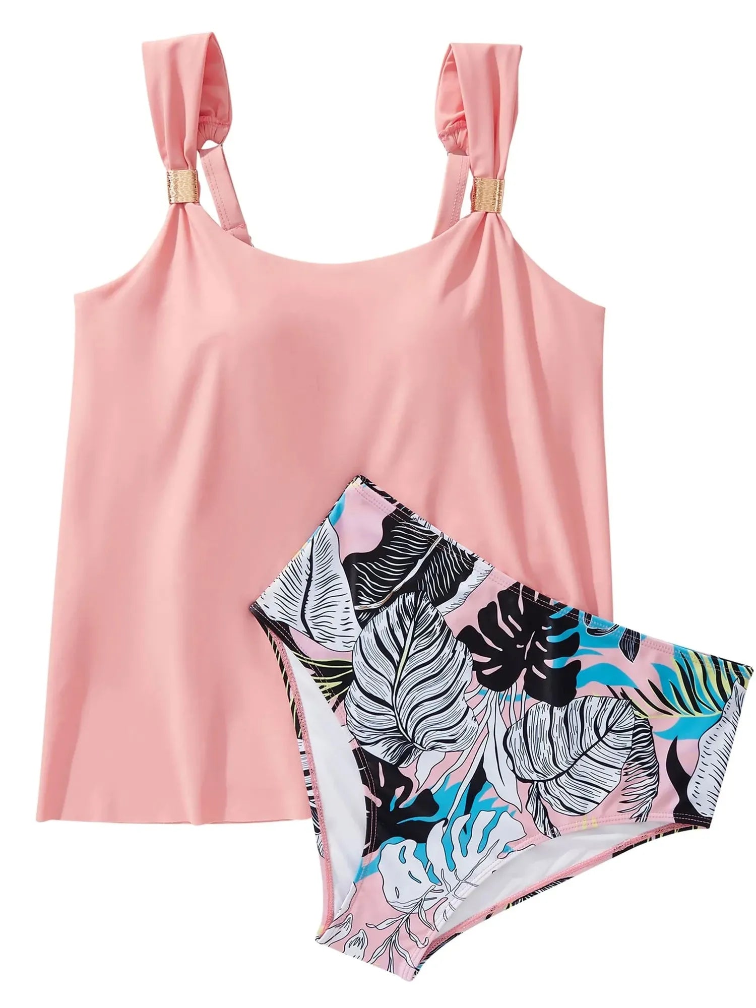 SUUKSESS Women Ruffle High Waisted Tankini Swimsuit Tummy Control Bathing Suit-SUUKSESS-SUUKSESS