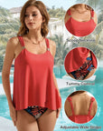SUUKSESS Women Ruffle High Waisted Tankini Swimsuit Tummy Control Bathing Suit-SUUKSESS-SUUKSESS