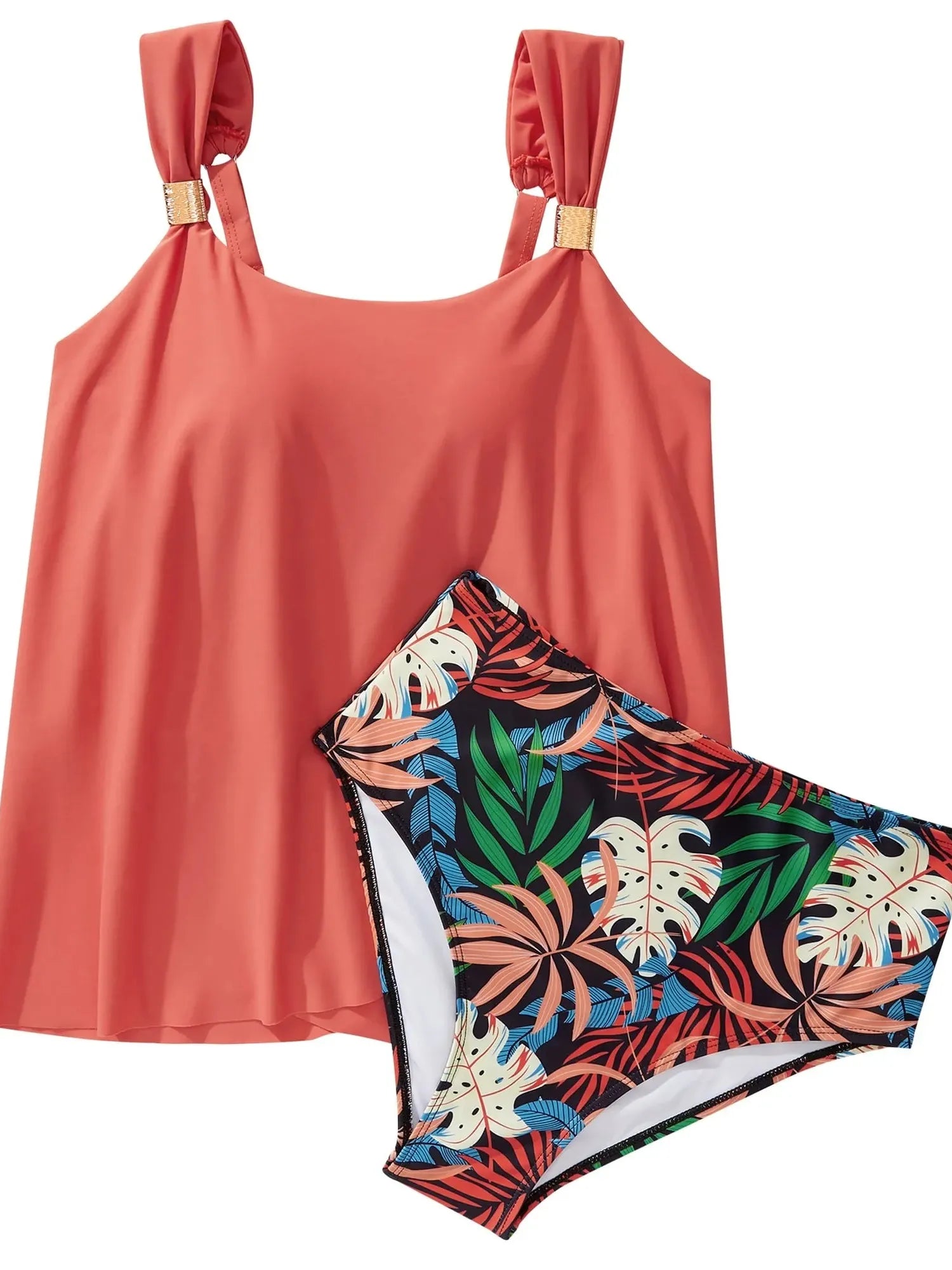 SUUKSESS Women Ruffle High Waisted Tankini Swimsuit Tummy Control Bathing Suit-SUUKSESS-SUUKSESS