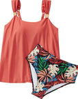 SUUKSESS Women Ruffle High Waisted Tankini Swimsuit Tummy Control Bathing Suit-SUUKSESS-SUUKSESS