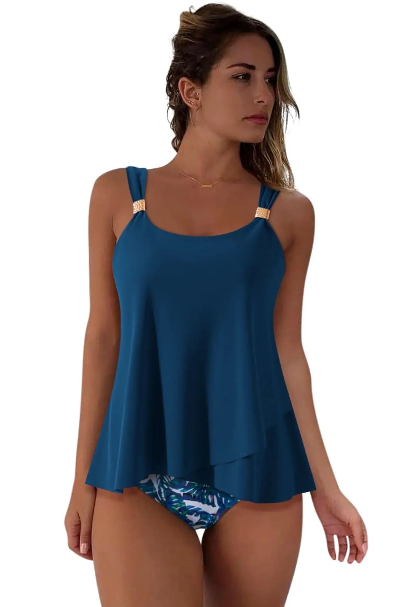 SUUKSESS Women Ruffle High Waisted Tankini Swimsuit Tummy Control Bathing Suit-SUUKSESS-SUUKSESS