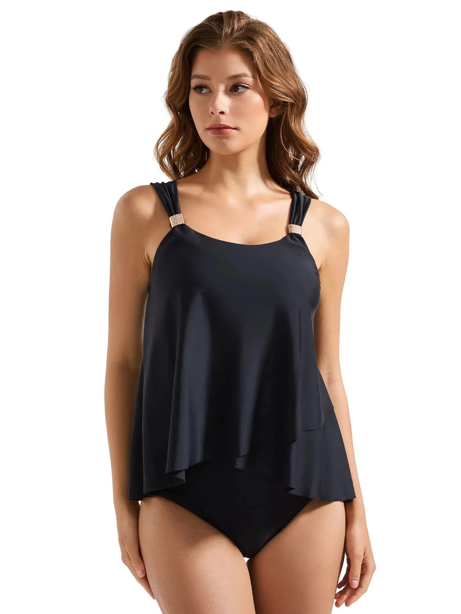 SUUKSESS Women Ruffle High Waisted Tankini Swimsuit Tummy Control Bathing Suit-SUUKSESS-SUUKSESS