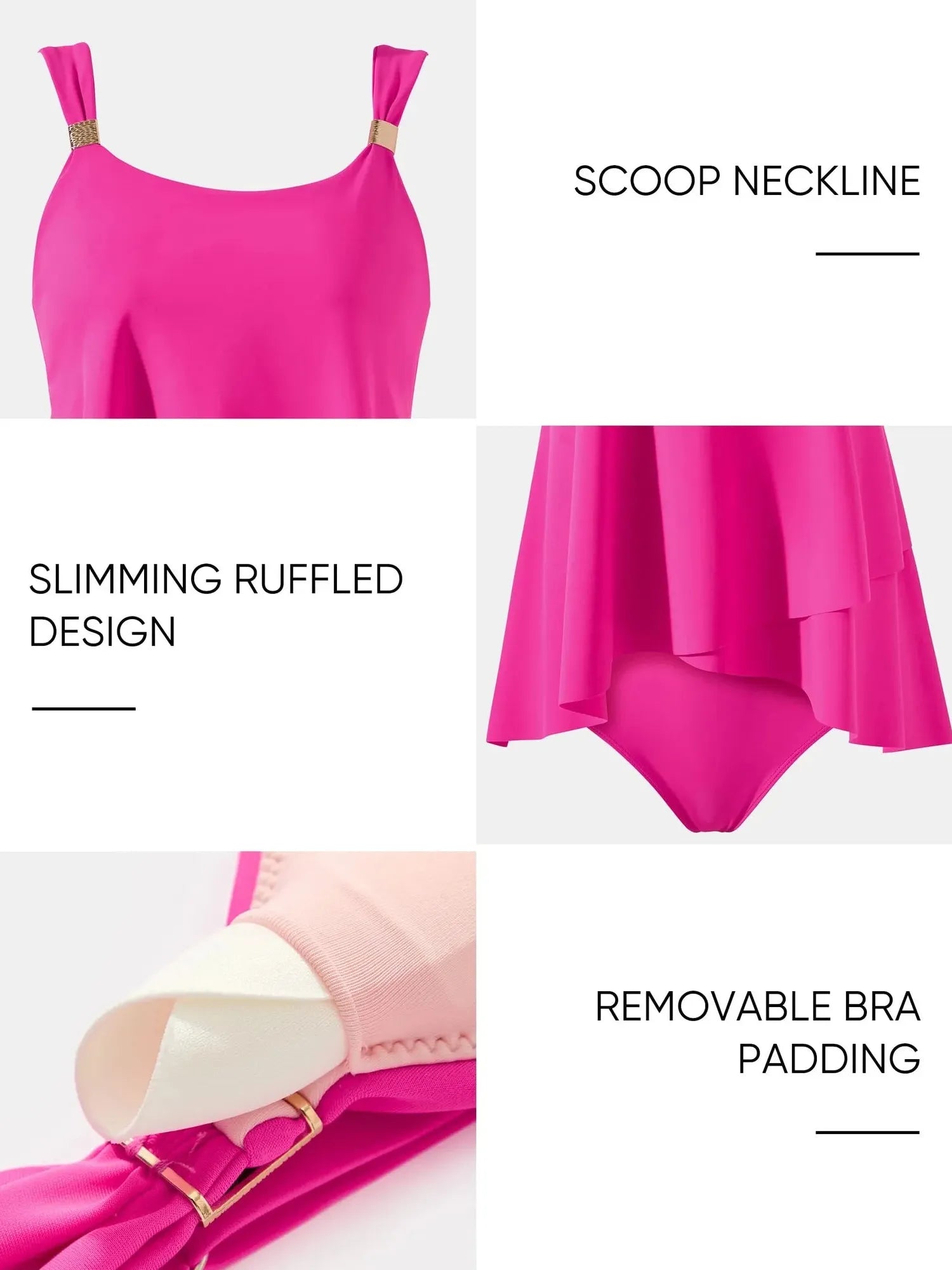 SUUKSESS Women Ruffle High Waisted Tankini Swimsuit Tummy Control Bathing Suit-SUUKSESS-SUUKSESS