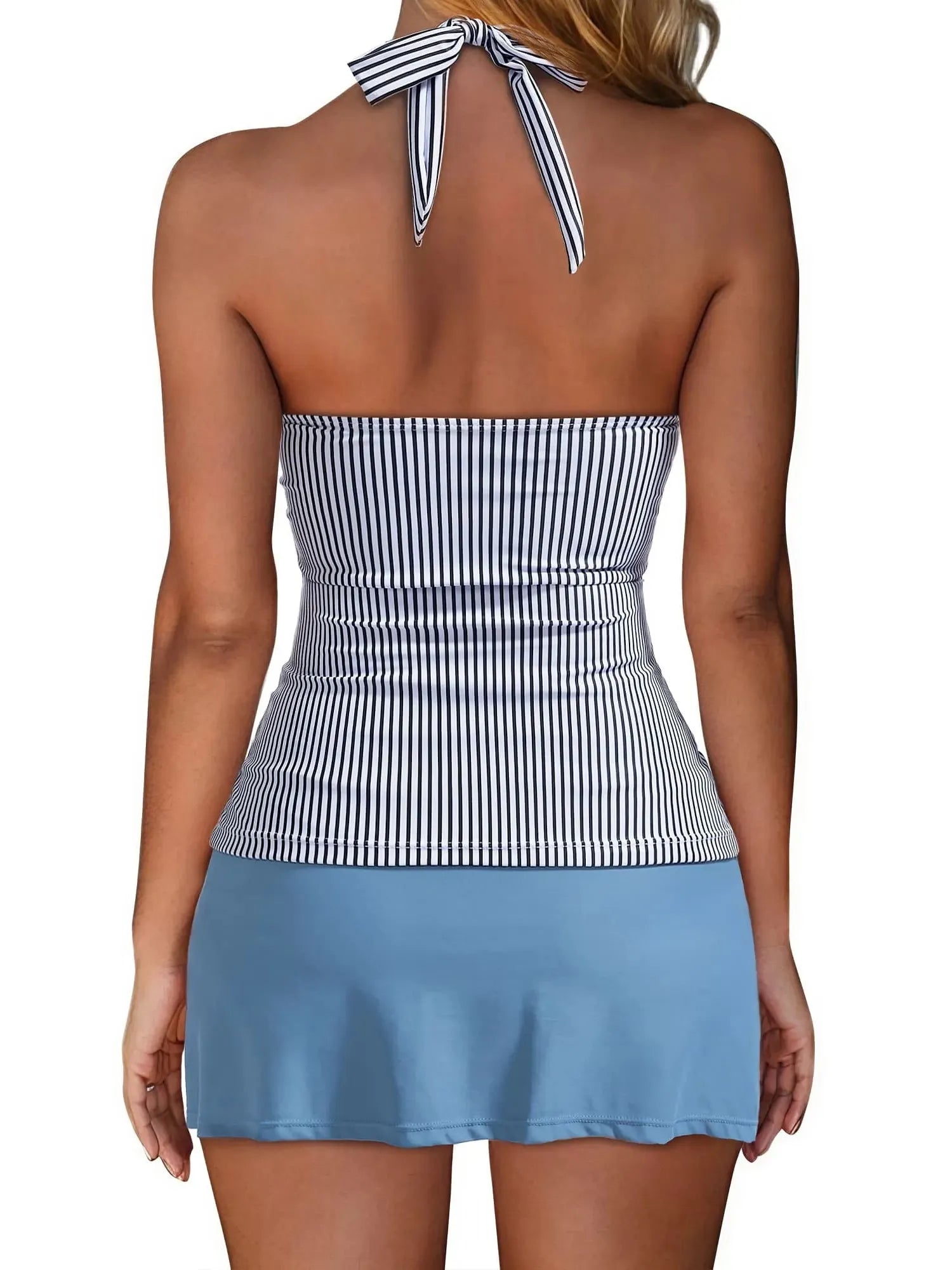 SUUKSESS Women Tummy Control Tankini Swimsuit Sexy Halter Bathing Suit 2 Piece-SUUKSESS-SUUKSESS