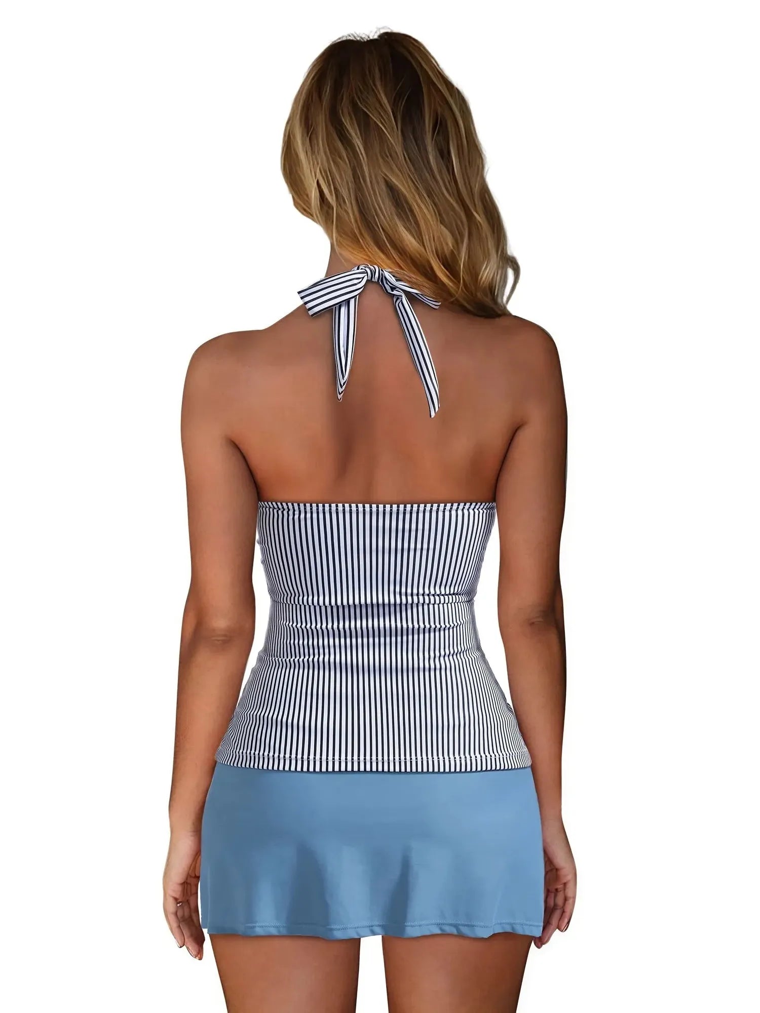 SUUKSESS Women Tummy Control Tankini Swimsuit Sexy Halter Bathing Suit 2 Piece-SUUKSESS-SUUKSESS