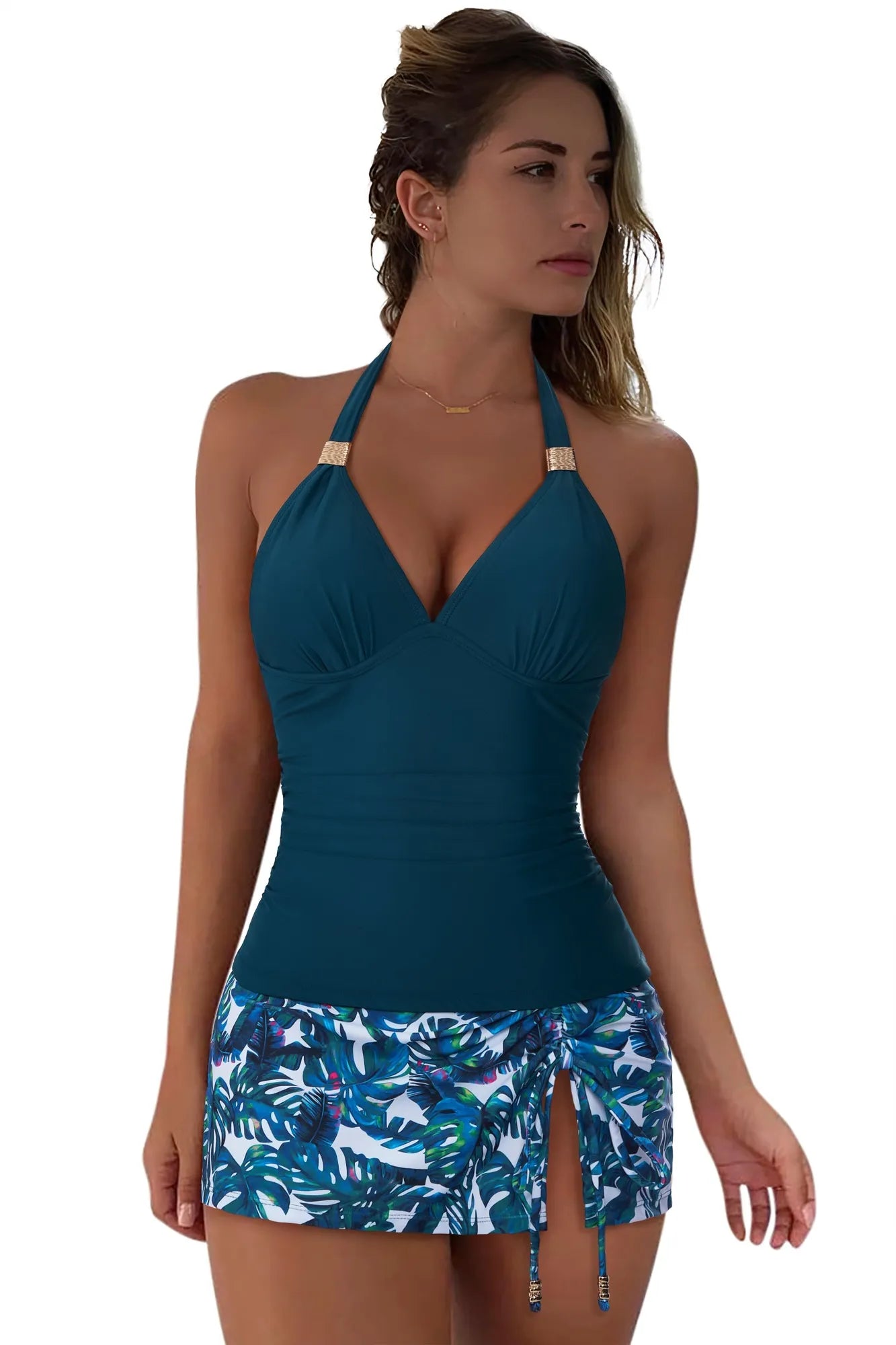 SUUKSESS Women Tummy Control Tankini Swimsuit Sexy Halter Bathing Suit 2 Piece-SUUKSESS-SUUKSESS