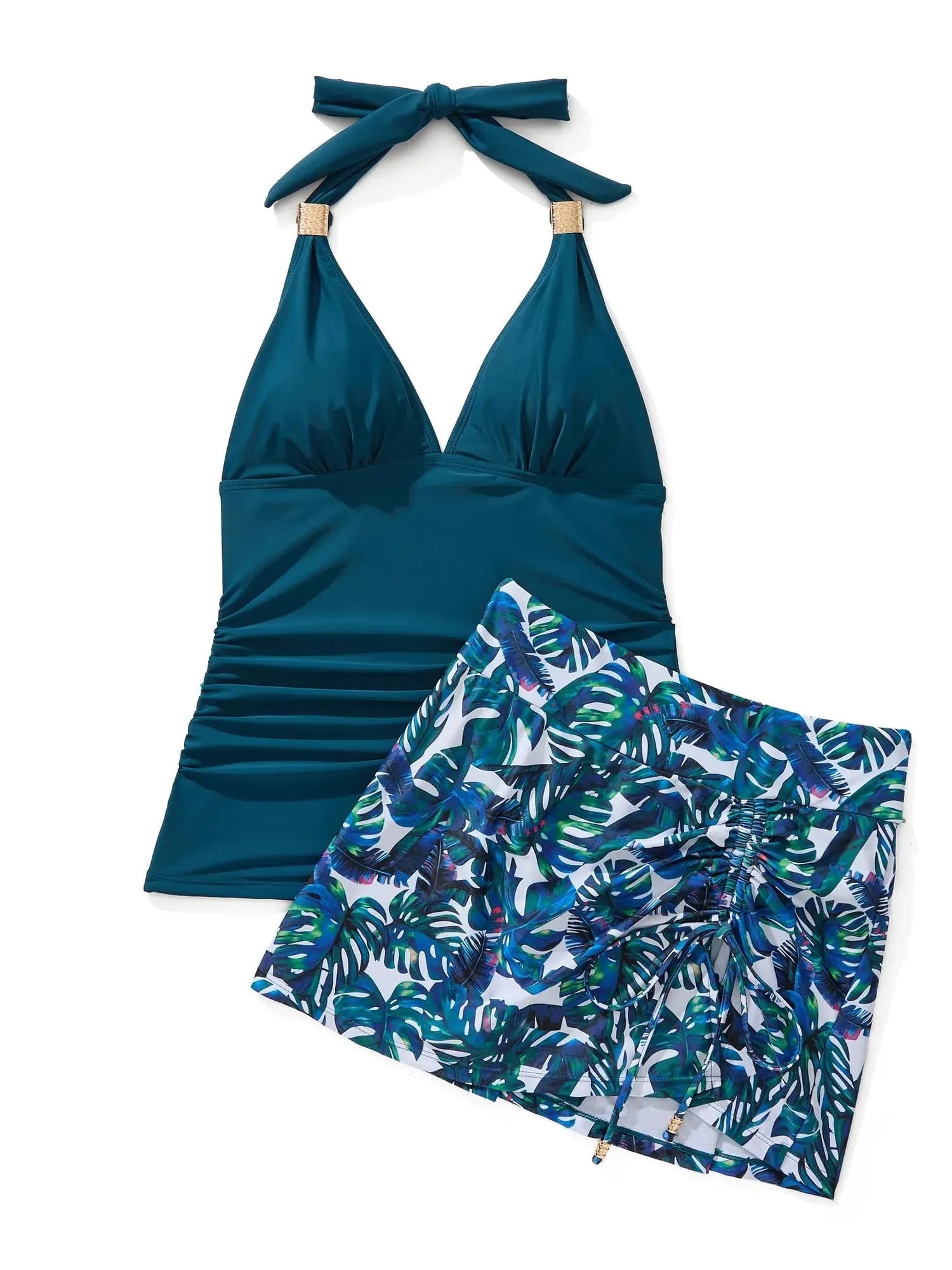 SUUKSESS Women Tummy Control Tankini Swimsuit Sexy Halter Bathing Suit 2 Piece-SUUKSESS-SUUKSESS