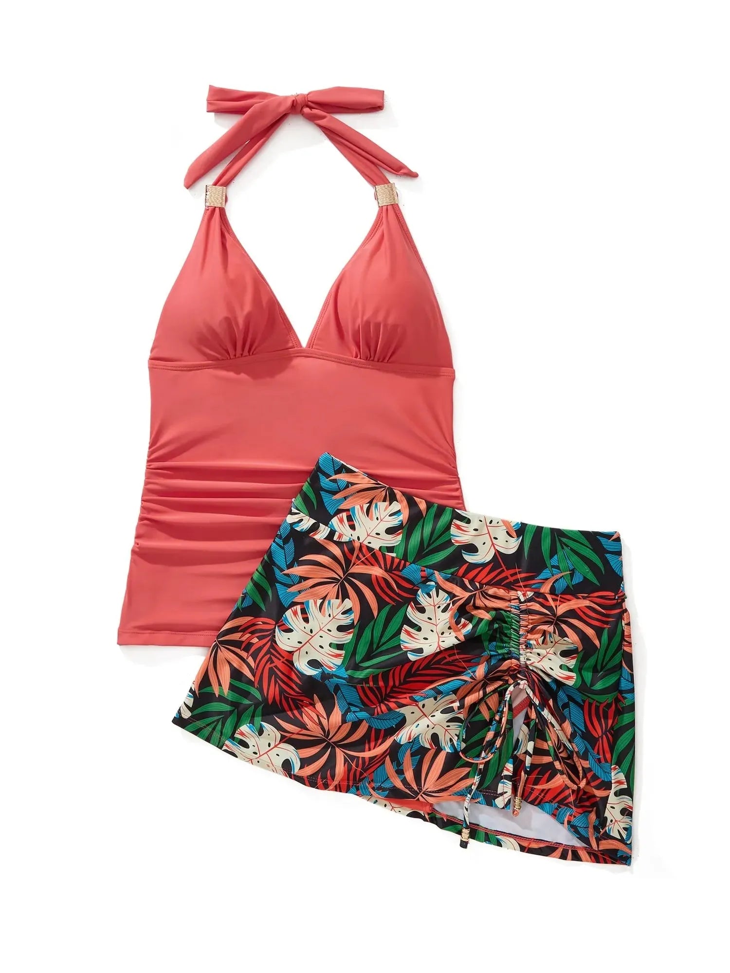 SUUKSESS Women Tummy Control Tankini Swimsuit Sexy Halter Bathing Suit 2 Piece-SUUKSESS-SUUKSESS