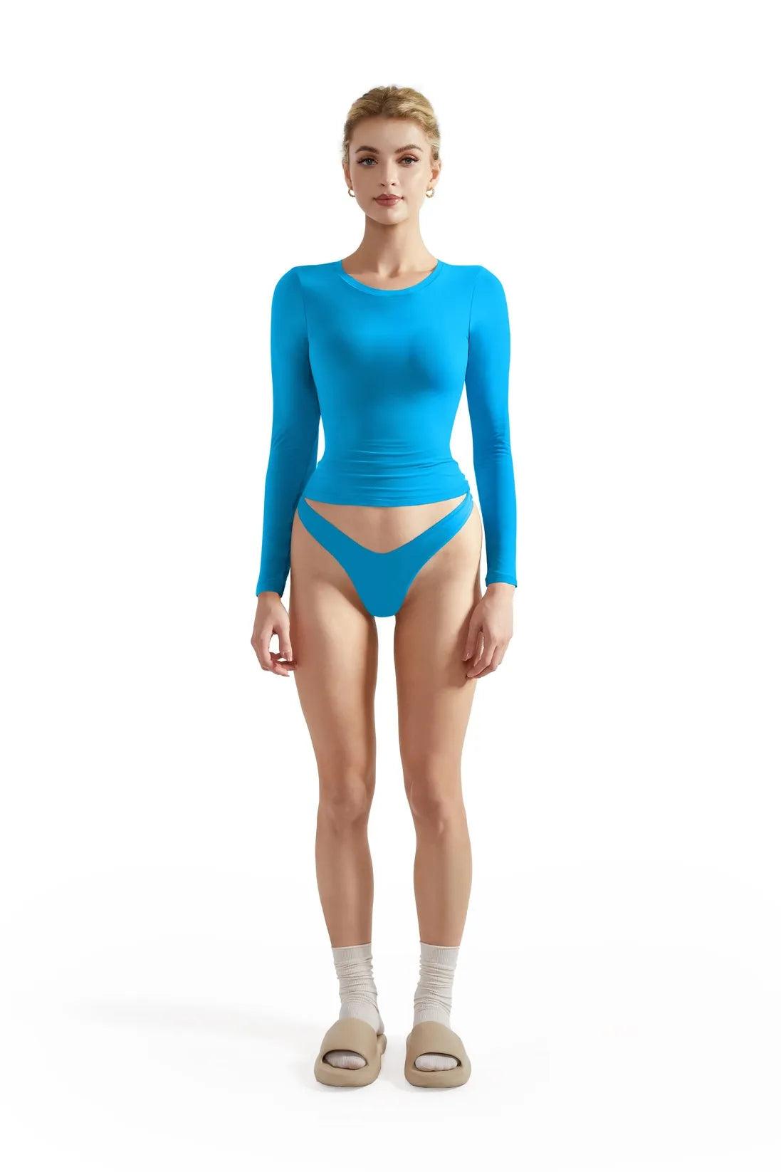 Buttery Soft Crew Neck Shirt - Long Sleeve-Clothing-SUUKSESS-Aqua-XS-SUUKSESS