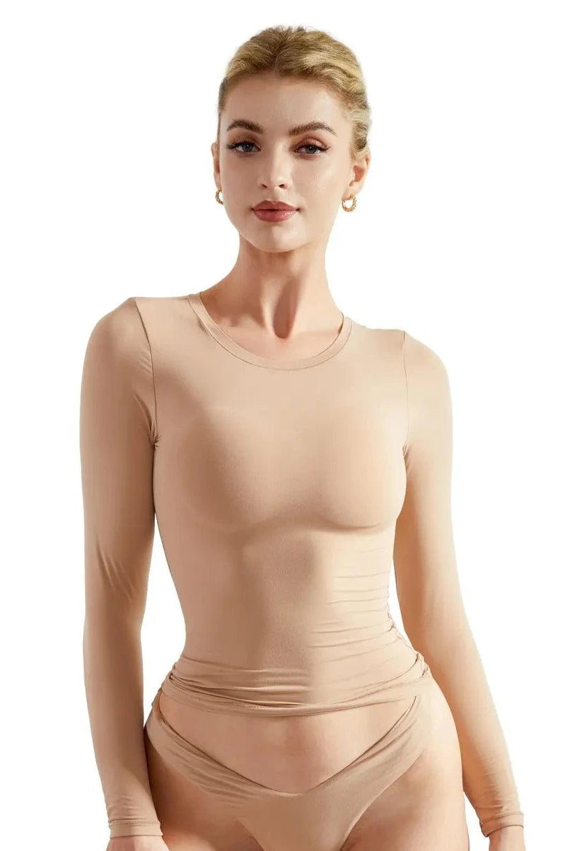 Buttery Soft Crew Neck Shirt - Long Sleeve-Clothing-SUUKSESS-Nude-XS-SUUKSESS