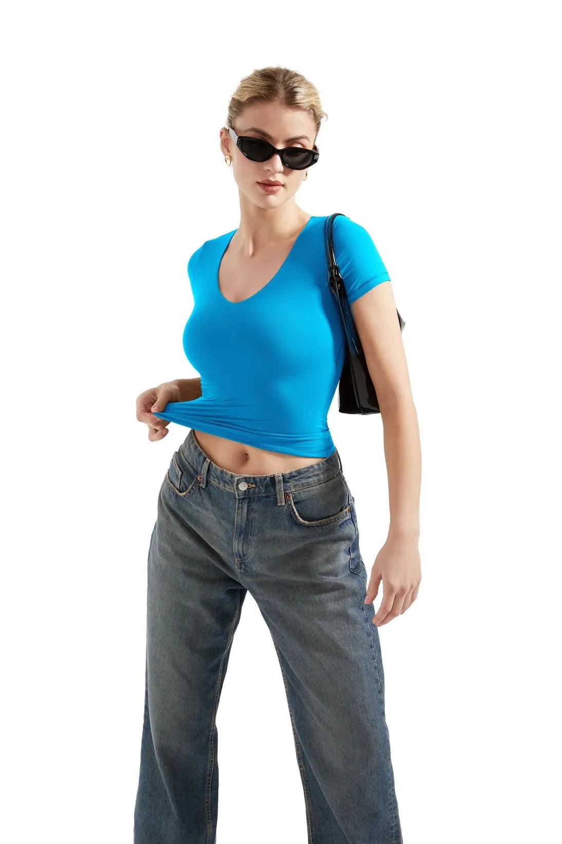 Buttery Soft V Neck Shirt - Short Sleeve-Clothing-SUUKSESS-SUUKSESS